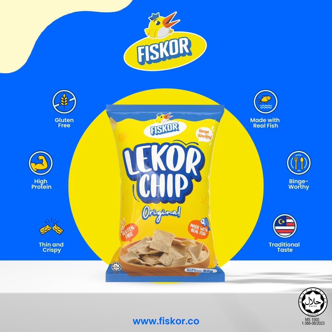 Fiskor Lekor Chips – Mini Twin Pack (2 x Original Flavour 60g, Halal Certified)
