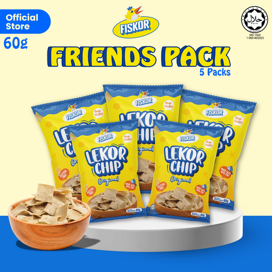 Fiskor Lekor Chips – Mini Party Pack (5 x Original Flavour 60g, Halal Certified)