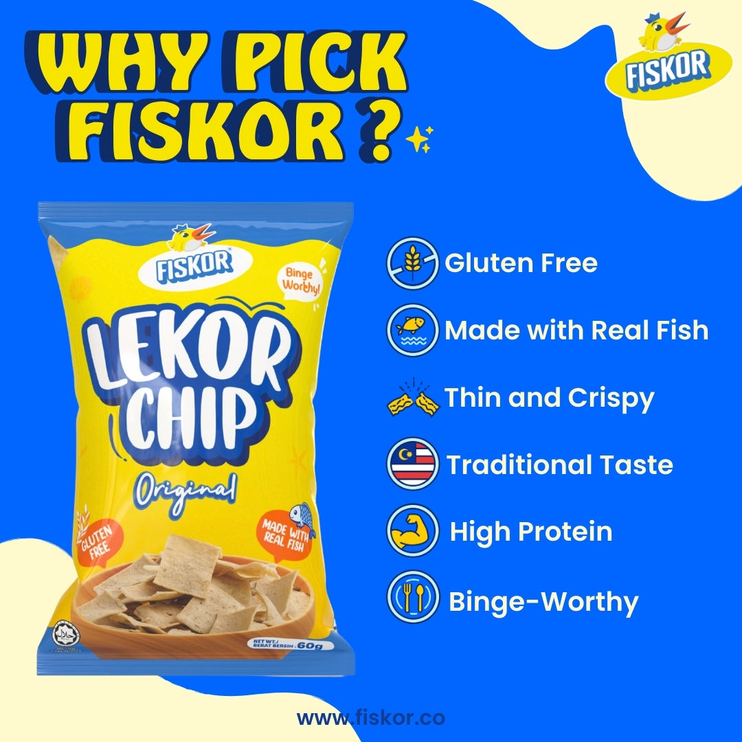 Fiskor Lekor Chips – 1 ctn (24 x Original Flavour, Halal Certified) WHOLESALE AVAILABLE)